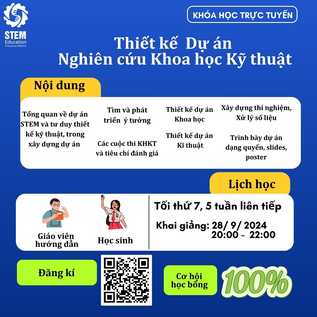 THÔNG BÁO TUYỂN SINH KHÓA HỌC: THIẾT KẾ DỰ ÁN NGHIÊN CỨU KHOA HỌC KỸ THUẬT