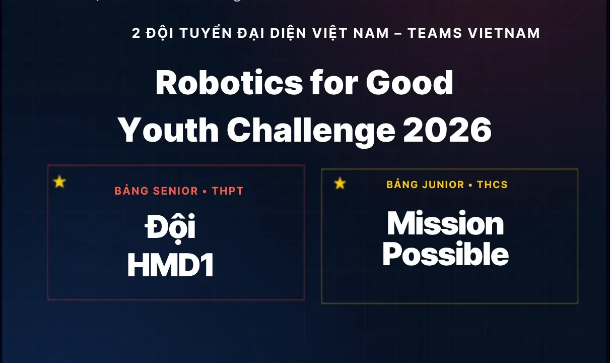 Hai đội tuyển Việt Nam HMD1 và Mission Possible tham dự Robotics for Good Youth Challenge 2026 tại Geneva